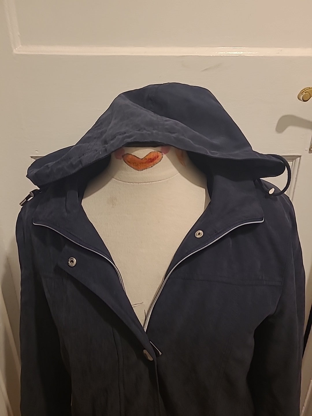 Ladies Afibel Size 14 Navy Mesh Lined Long Sleeved Coat