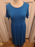 Ladies Select Size M Blue Short Sleeved Long Length Dress Immaculate