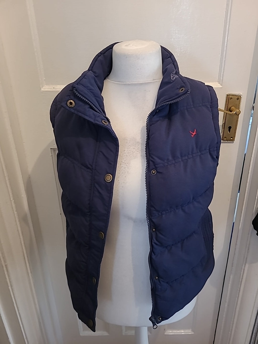 Ladies Primark Size 12 Navy Puffer Jacket Check Lined