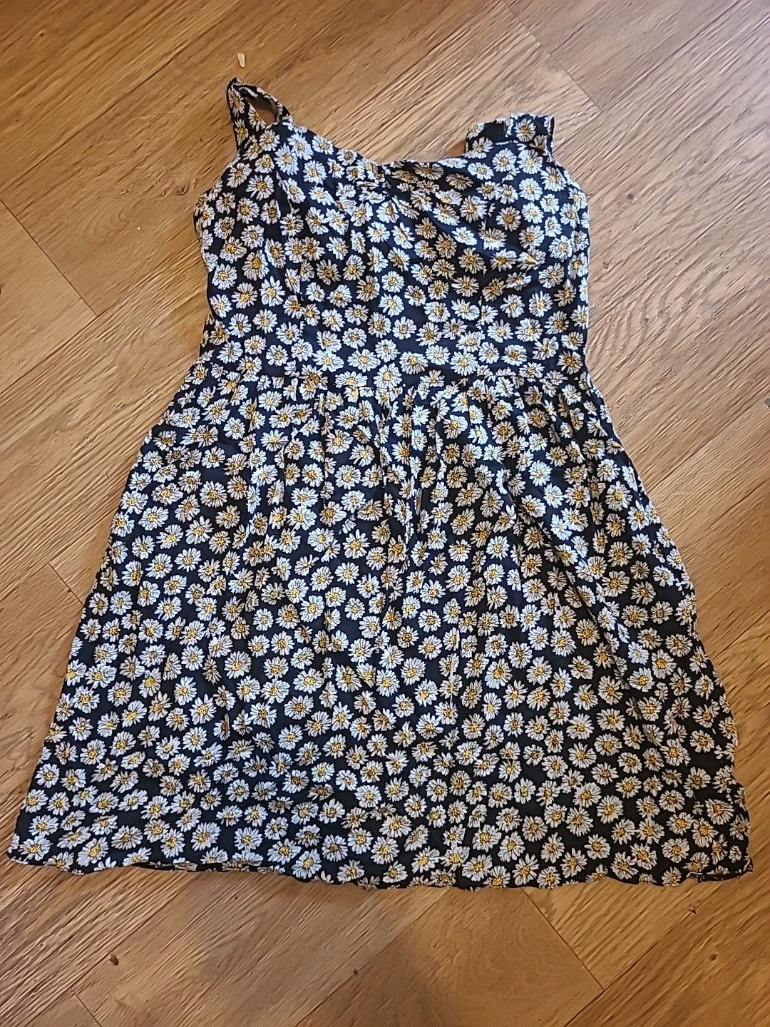 Ladies Atmosphere Size 10 Black Yellow White Daisy Sleeveless Dress