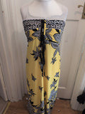 Ladies 16 Yellow And Black Floral Halterneck Sleeveless Strapless Long Length...