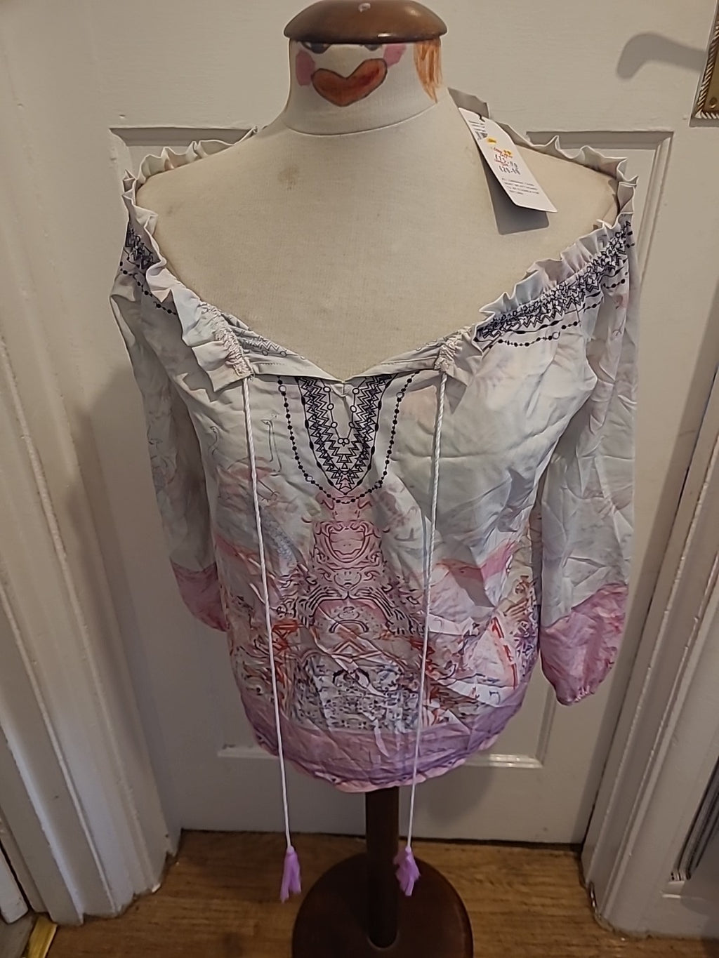 Brand New Ladies Sheilay Size Small Multicoloured Long Sleeved Blouse