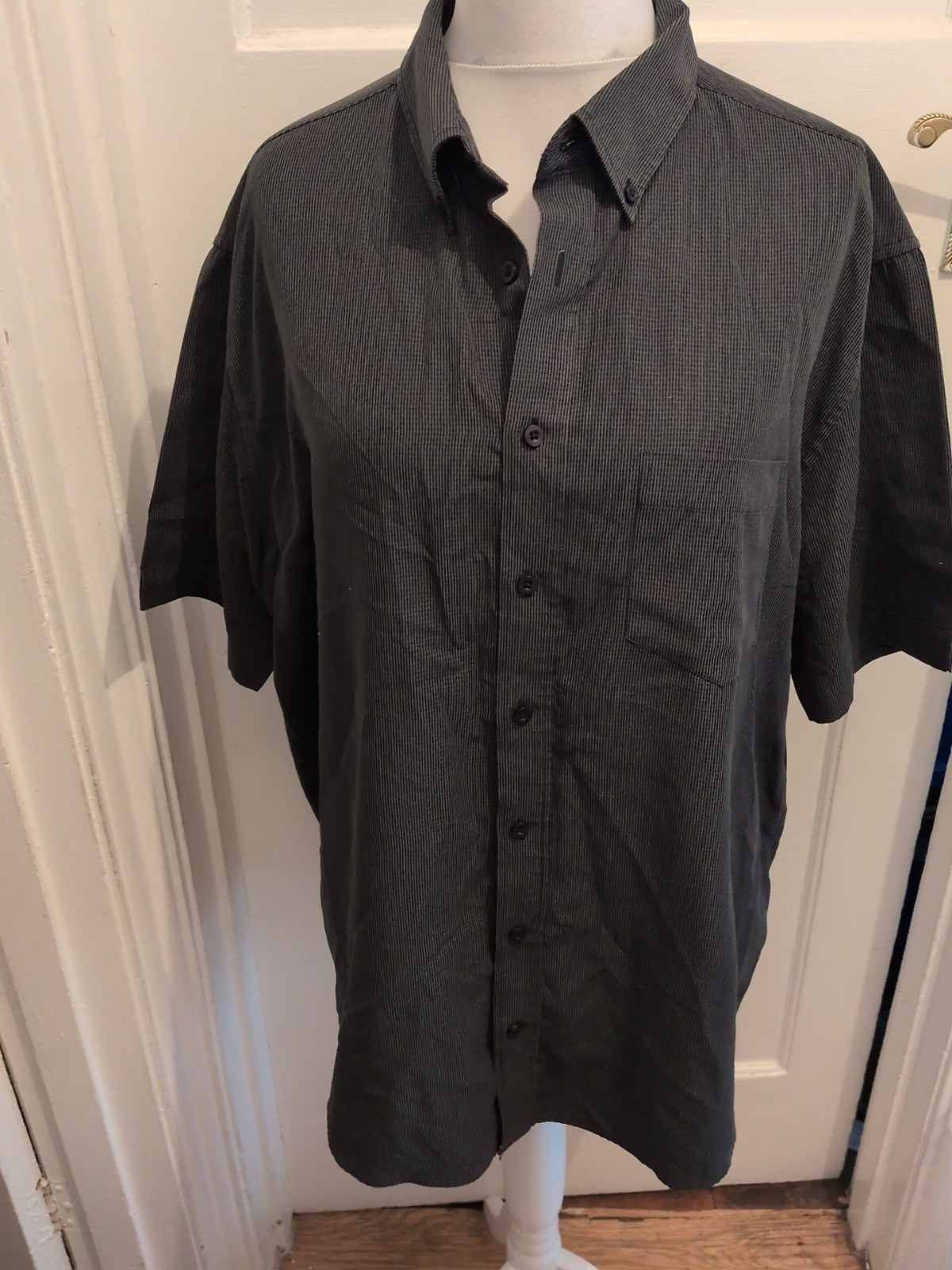 TU 2xl Black And Grey Check Soft Touch Short Sleeve Shirt