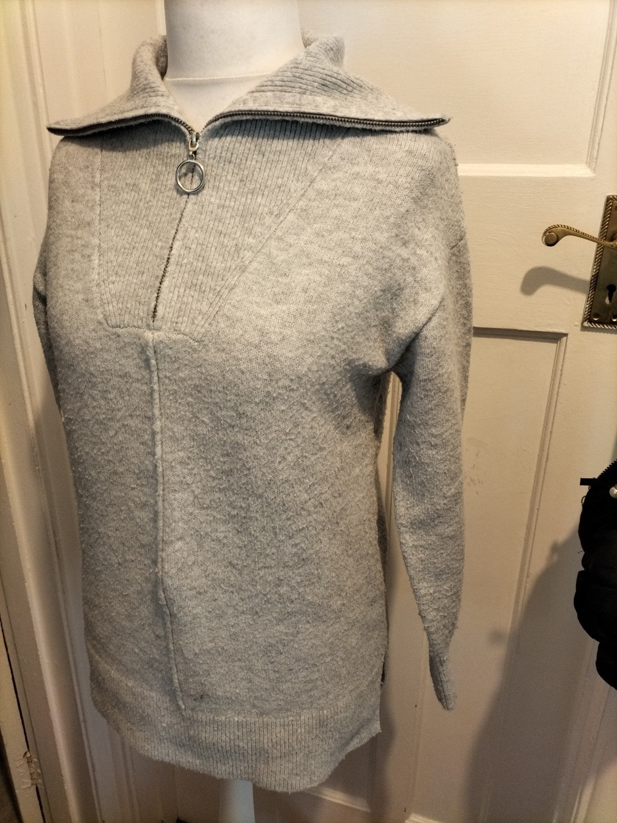 Ladies Papaya Size Small Grey High Neck Long Sleeved Jumper