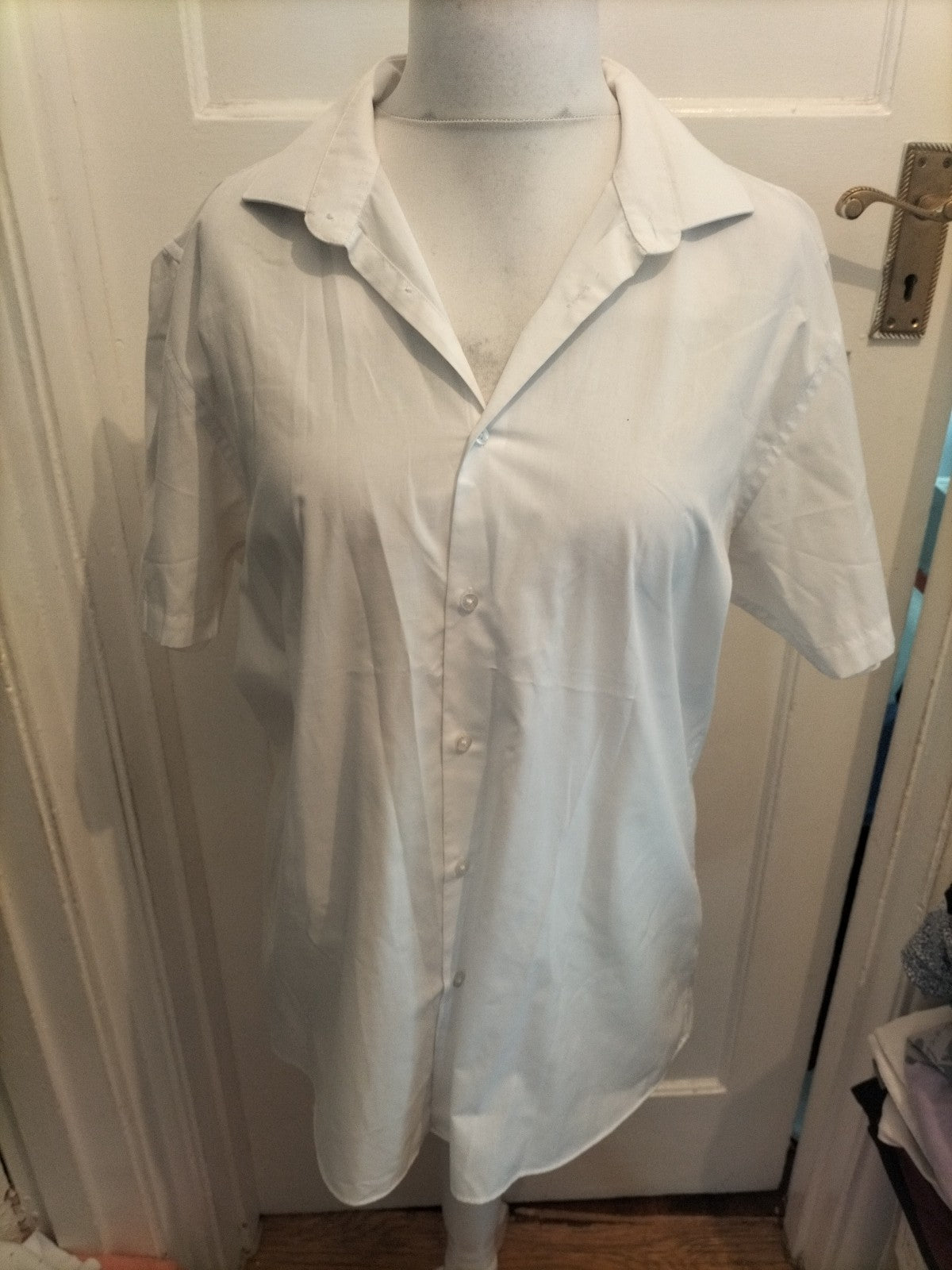 Primark 17" White Slim Fit Short Sleeve Shirt