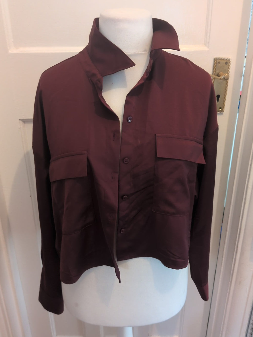 Ladies F&F Size 18 Deep Purple Long Sleeved Buttoned Collared Blouse
