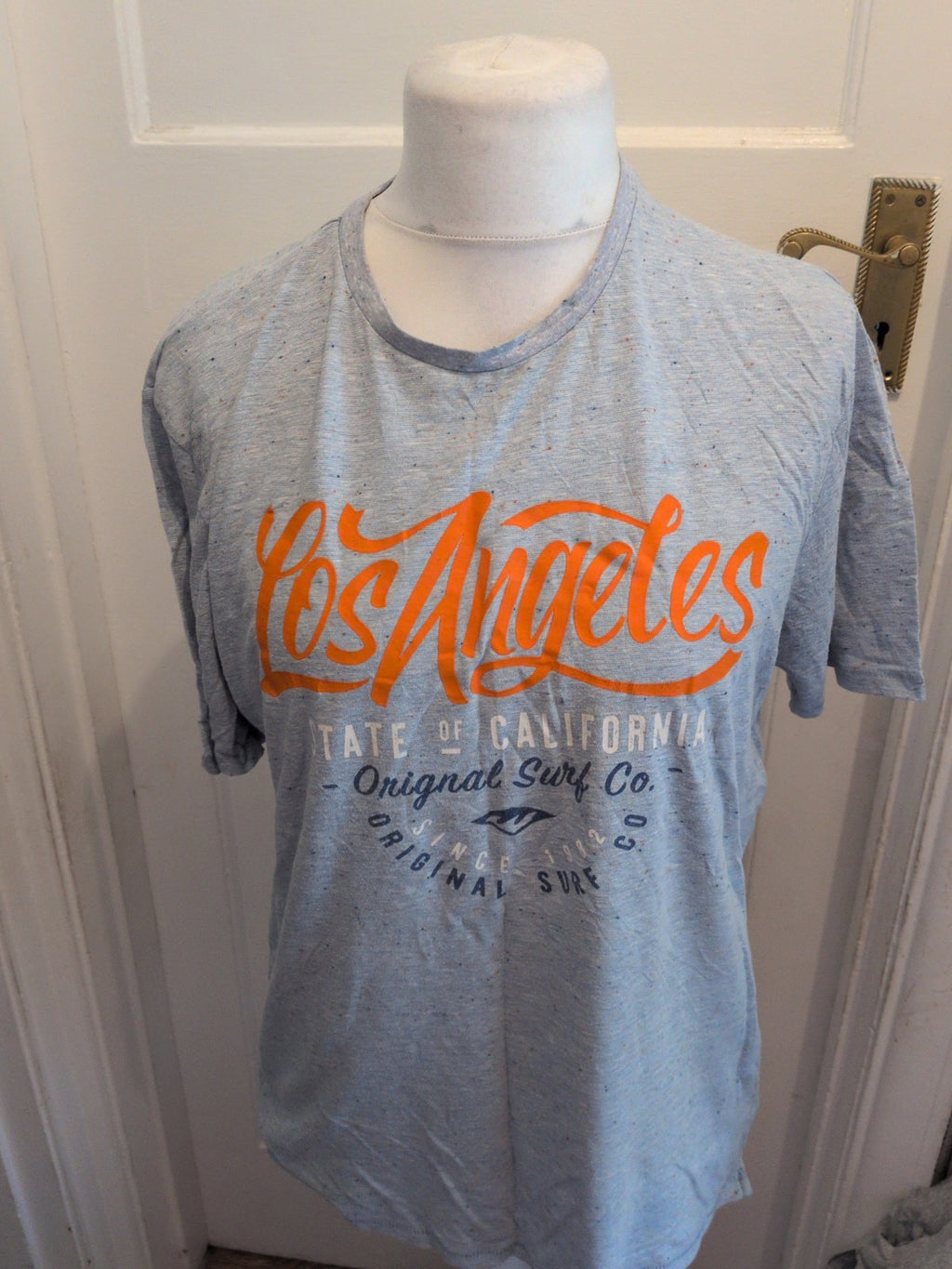 Next Large Grey Flecked With Orange Print Short Sleeve T-shirt