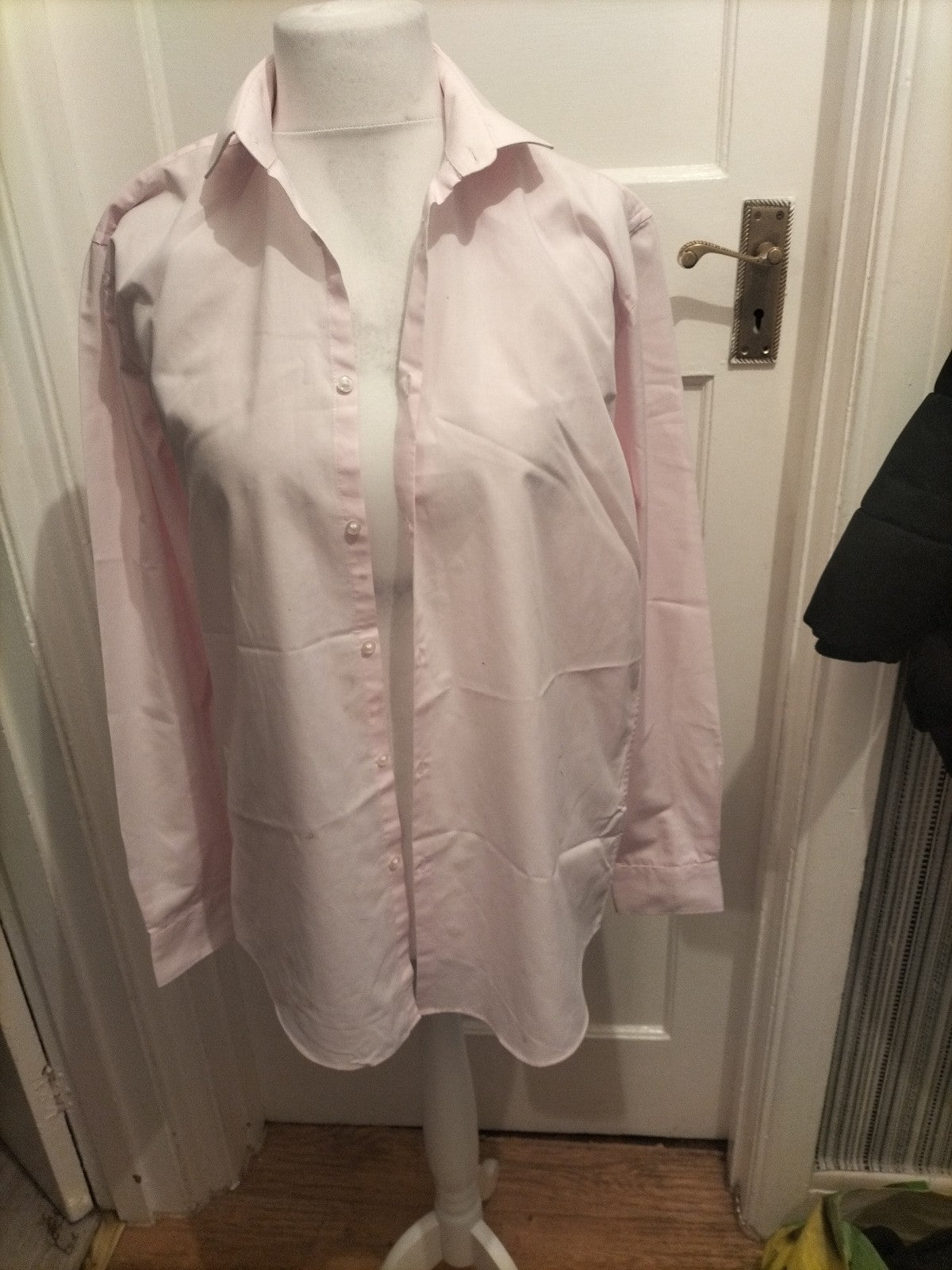 Mens Primark Size 16" Reg Fit Pale Pink Shirt Long Sleeved