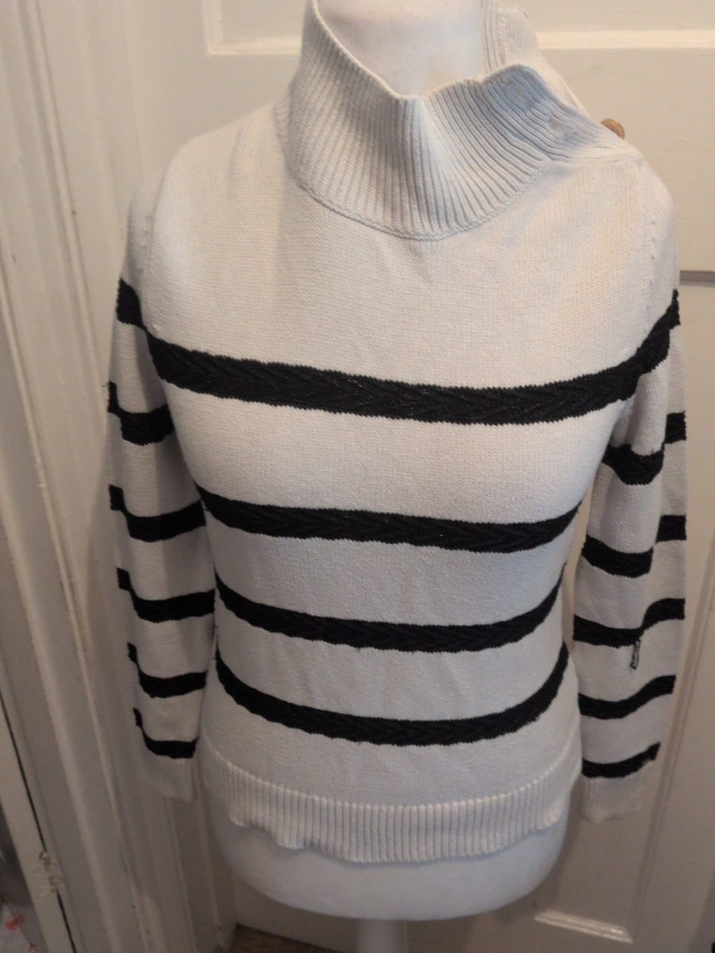 Tommy Hilfiger Small Black And White Stripe Long Sleeve Jumper