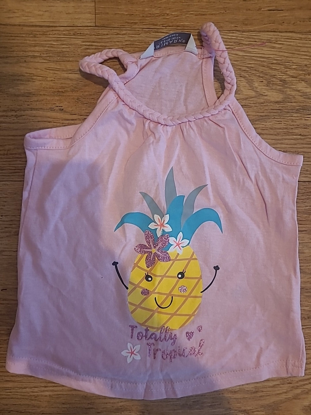 Girls Primark Age 18-24 Months Pink Pineapple Sleeveless Tshirt