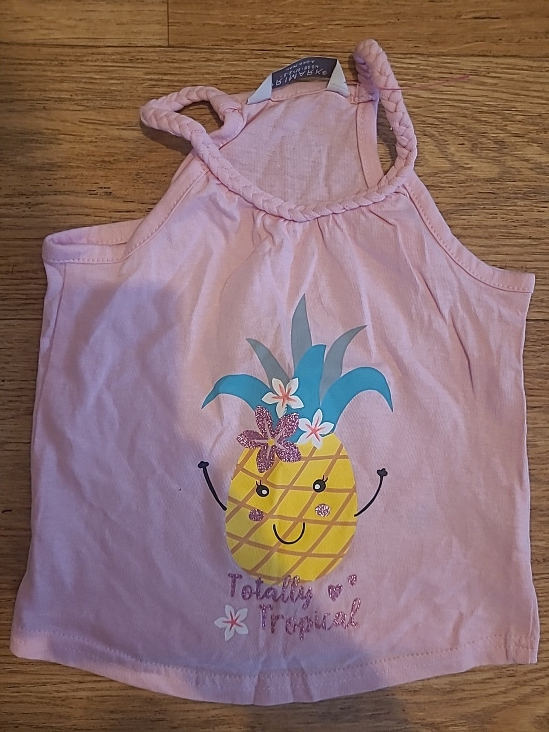 Girls Primark Age 18-24 Months Pink Pineapple Sleeveless Tshirt