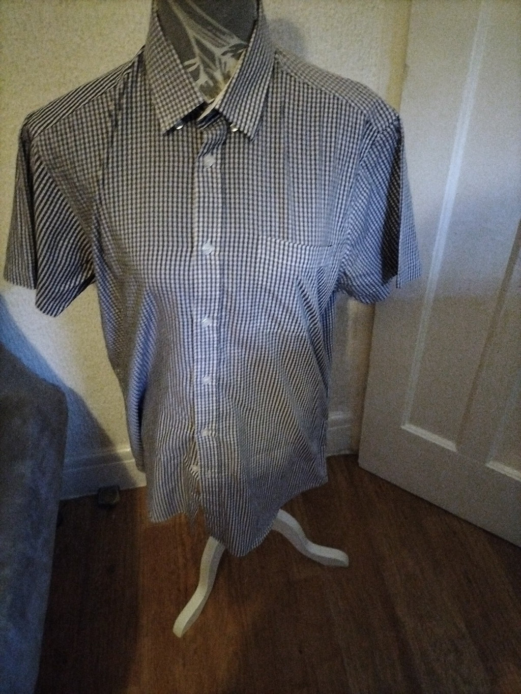 Mens Primark 16" Collar Check Short Sleeved Shirt