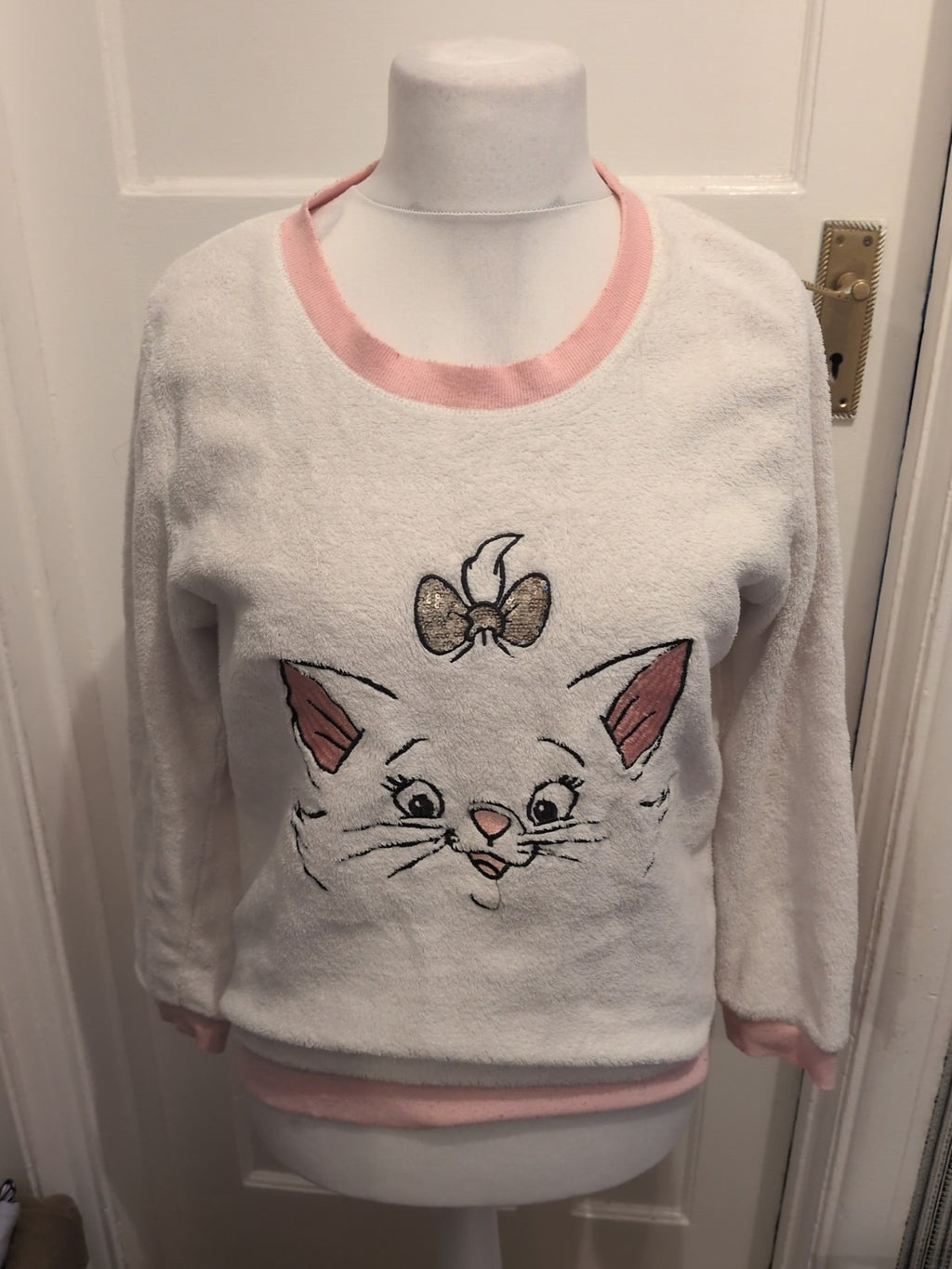 Ladies Primark Disney Size 10-12 White Warm Pyjama Top