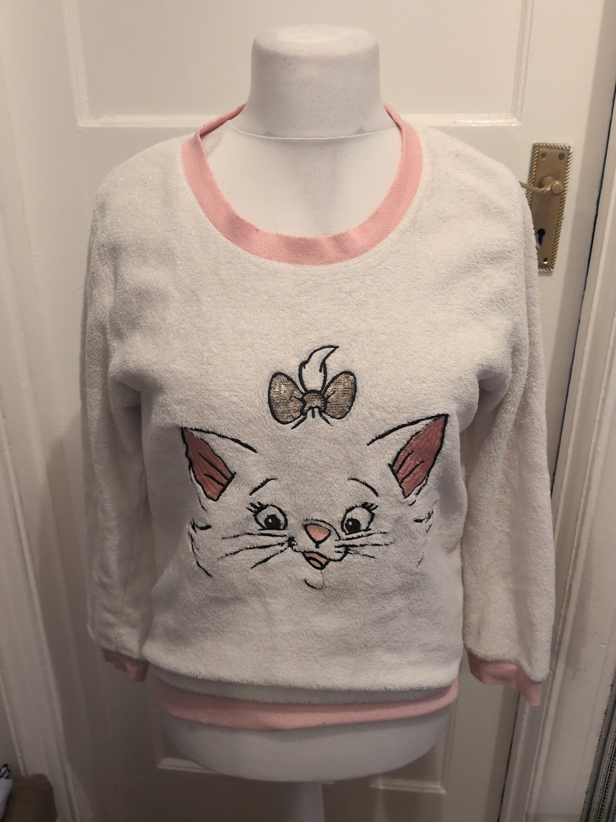 Ladies Primark Disney Size 10-12 White Warm Pyjama Top