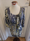 Ladies Per Una Size 10 Green Grey Mid Sleeved Short Dress