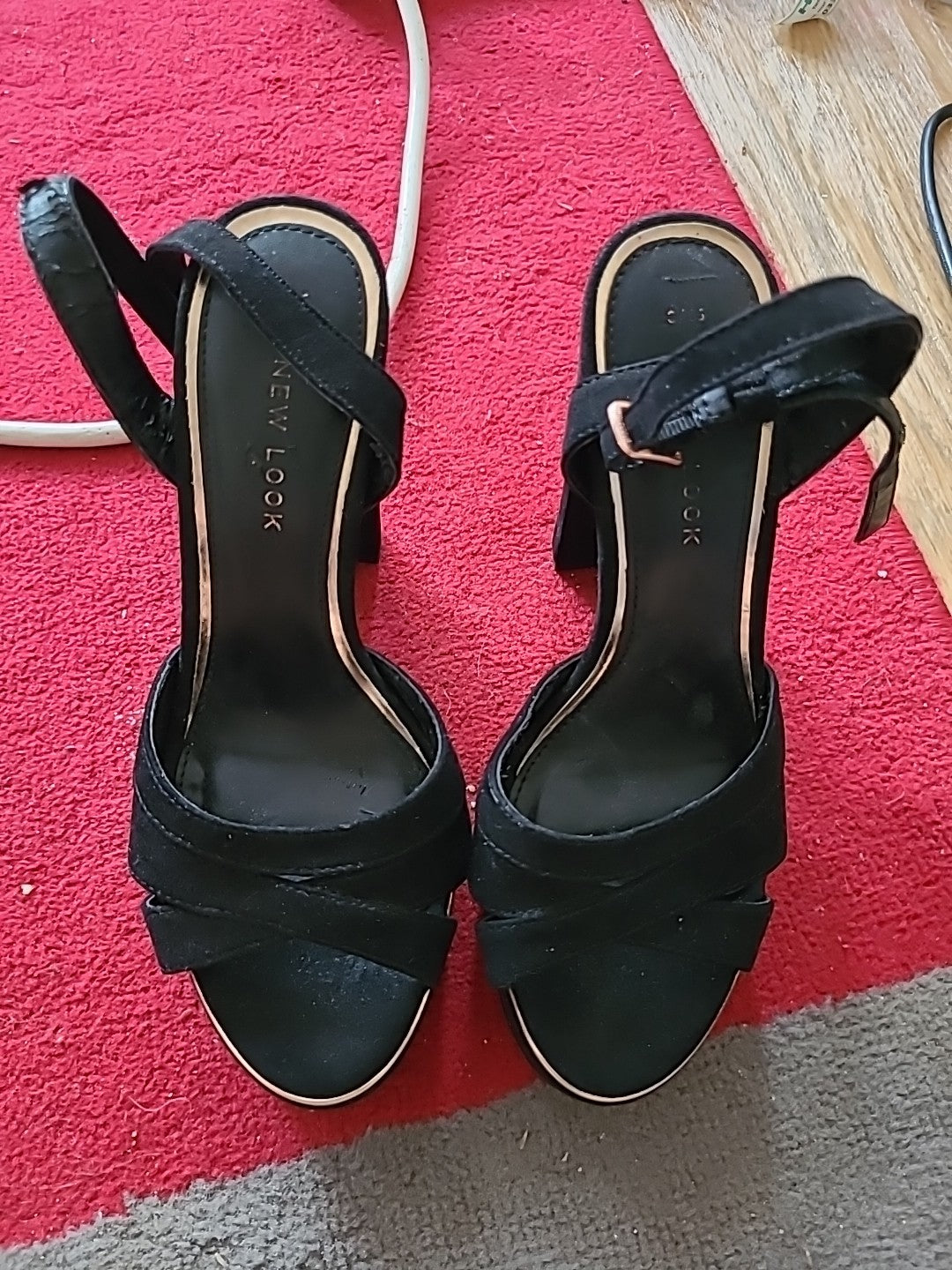 Ladies New Look Size 3 Black Open Toe Heels