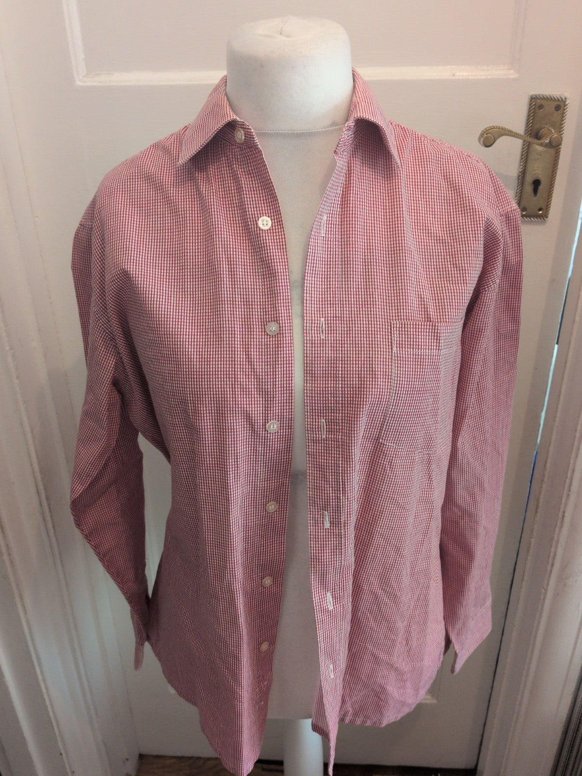 James Jordan 15.5 Red Check Long Sleeve Shirt