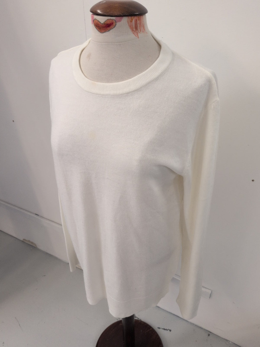 Primark Medium Long Sleeve Winter White Jumper Small Faint Mark On Middle