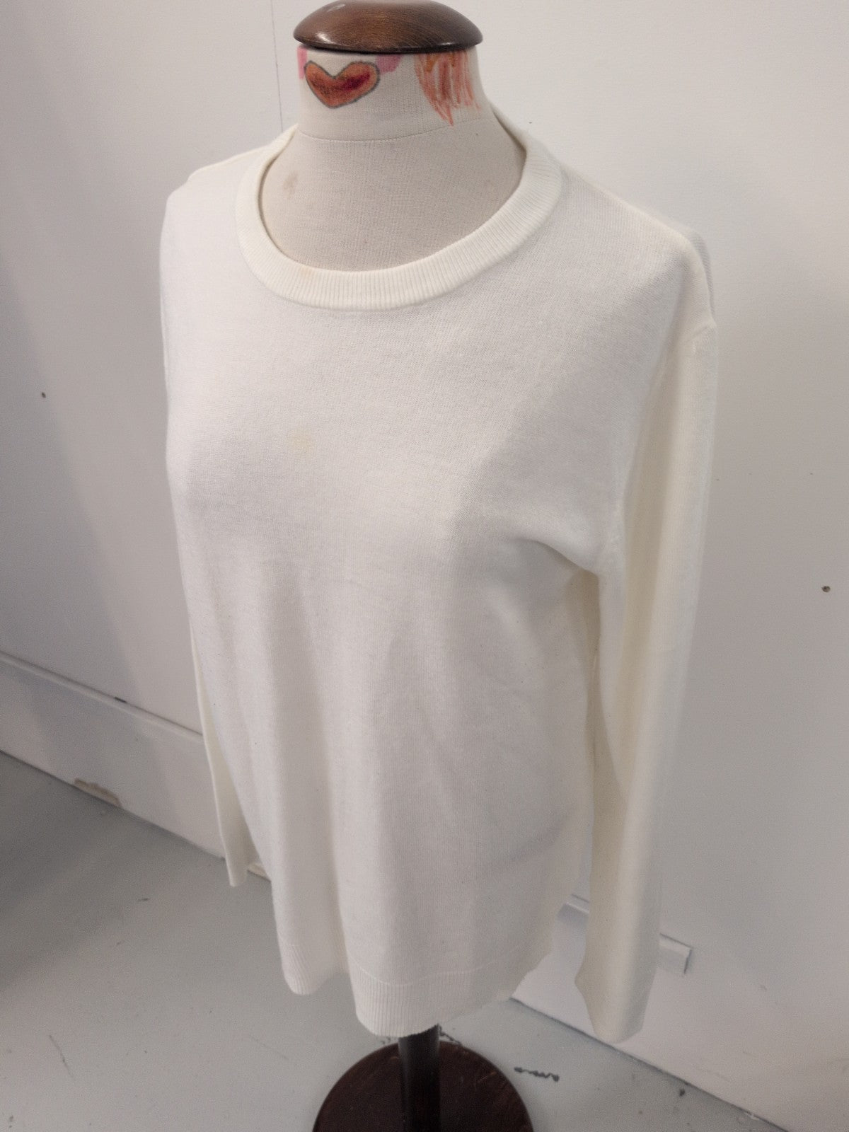 Primark Medium Long Sleeve Winter White Jumper Small Faint Mark On Middle