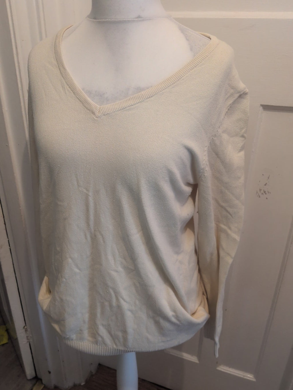 Bonprix Large Cream V Neck Pullover Jumper