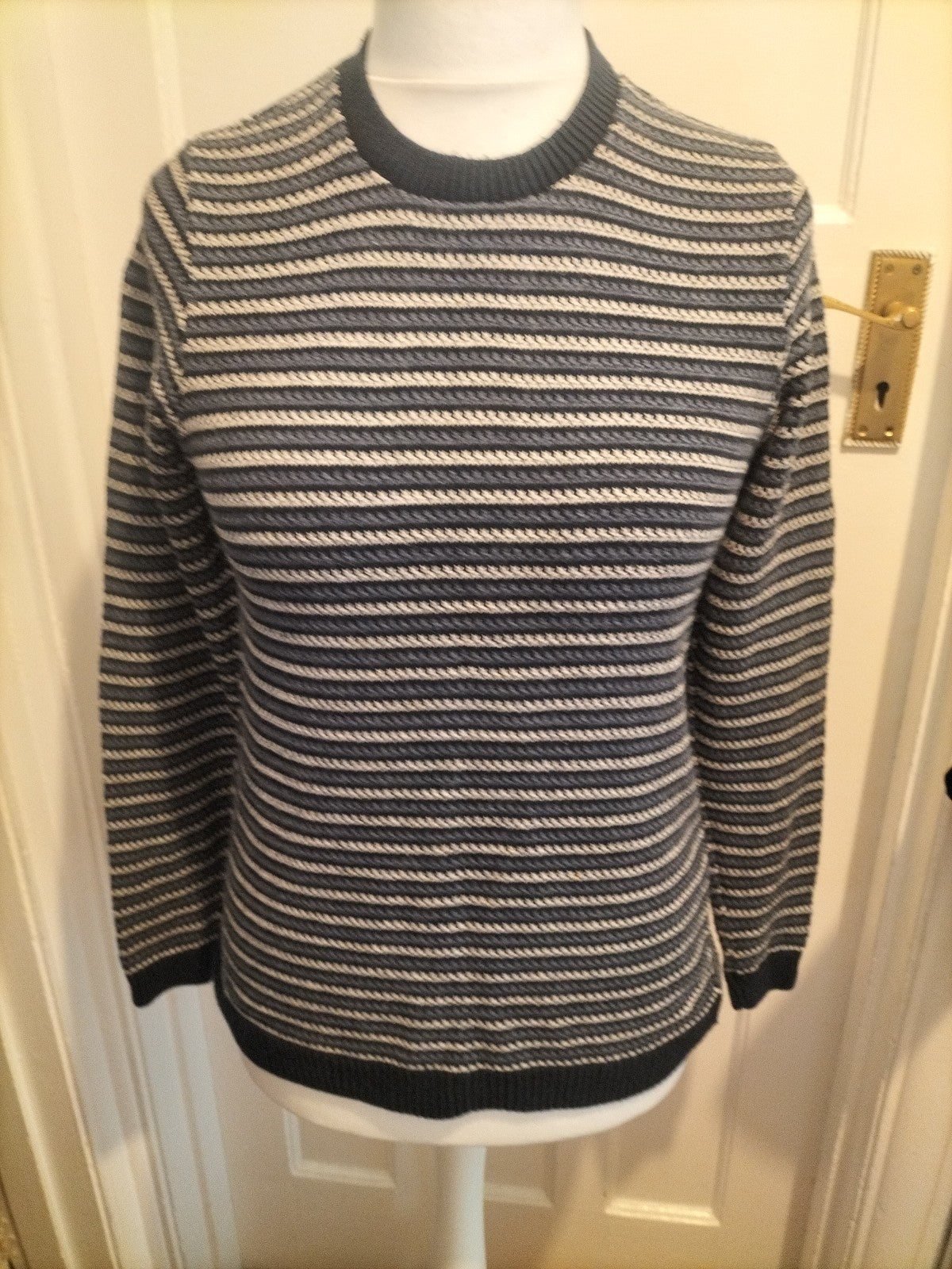Ladies Refectory Size Medium Navy Striped Jumper