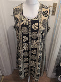 Feminine 26 Beige And Black Sleeveless Long Length Dress