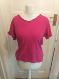 BM Casual Medium Pink Short Sleeve Blouse Frill Hem