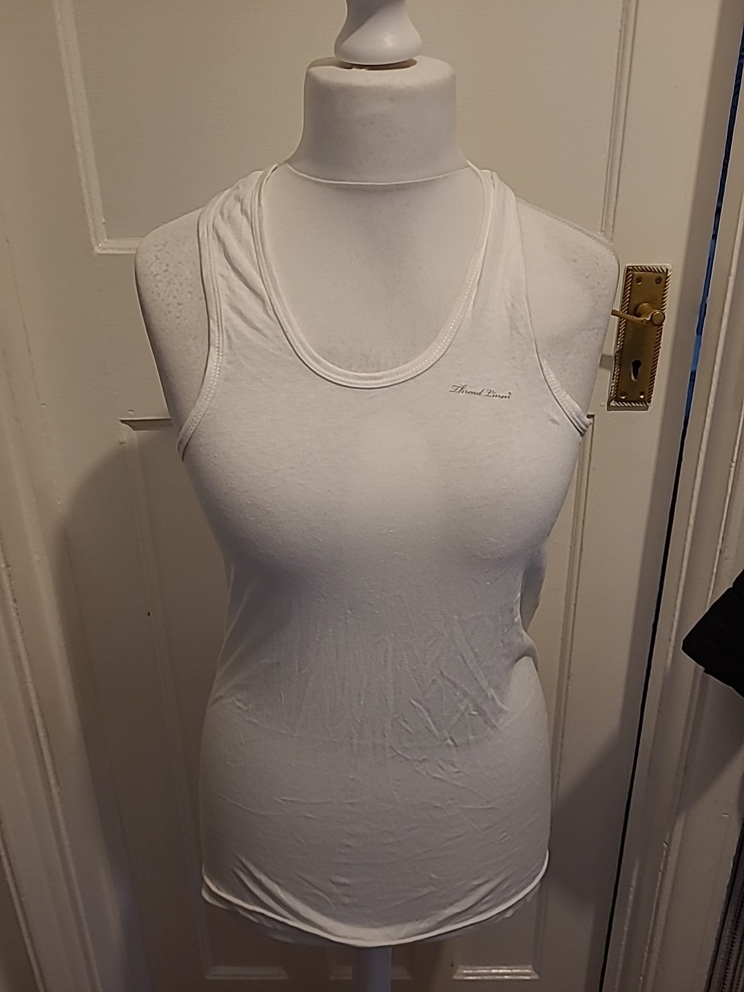 Mens Size Medium White Sleeveless Tank Vest Top