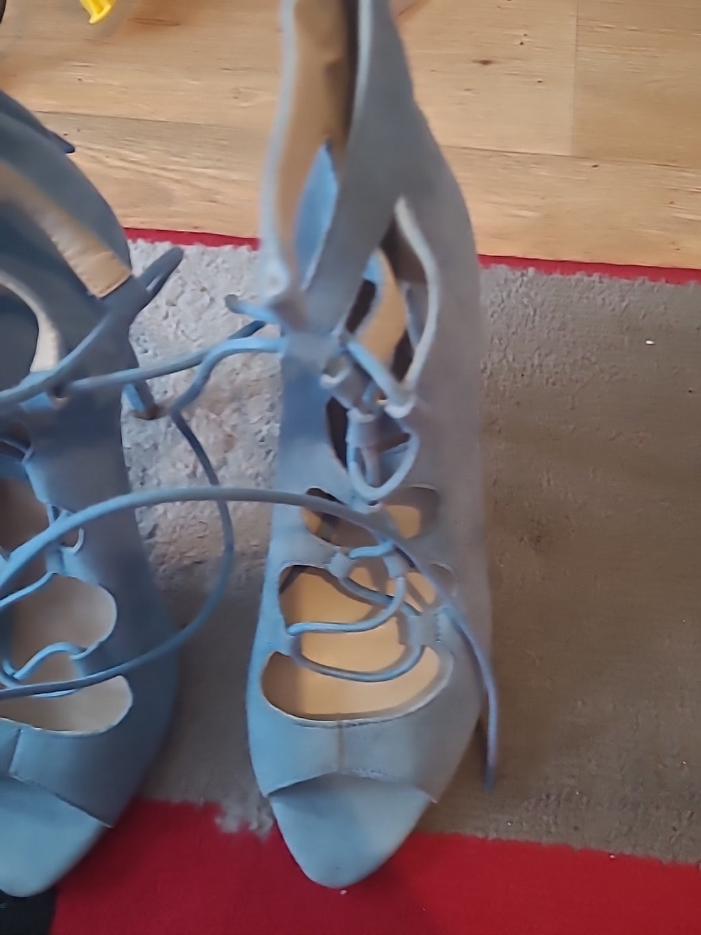 Ladies Office London Size Uk 3.5 Pale Blue Lace Detailed Heels