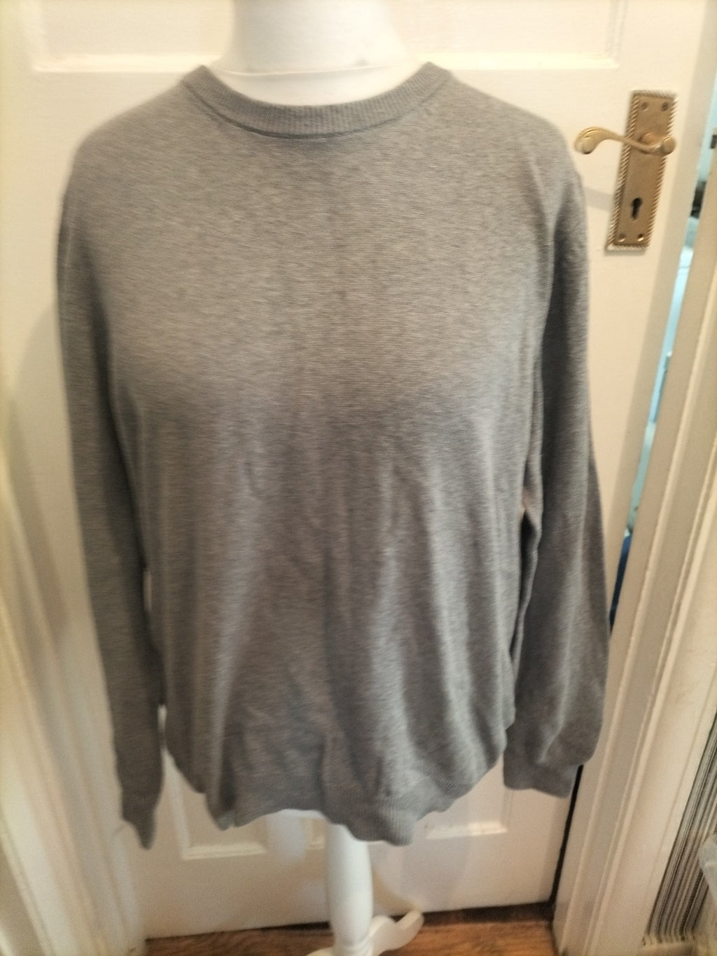Mens M&S Size L Grey round Neck Long Sleeve Jumper Pullover