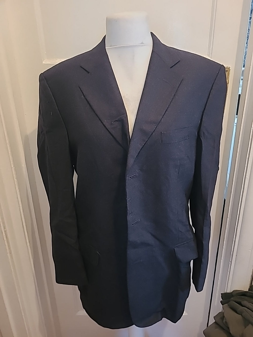 Mens Marks And Spencer Size 42M Indigo Suit Jacket 100% Pure New Wool