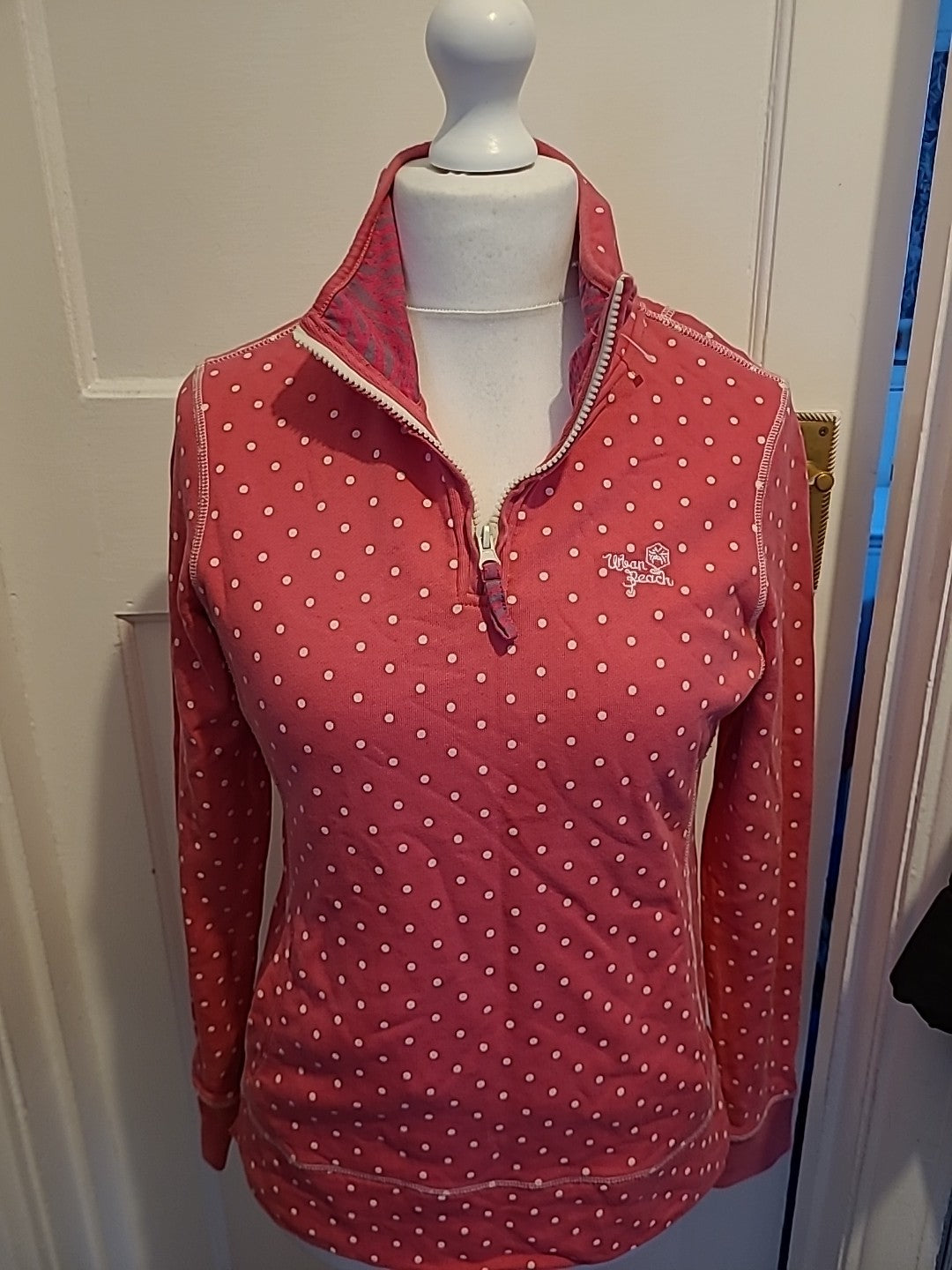 Ladies Urban Beach Size 10 Pink Polkadot Long Sleeved Jumper