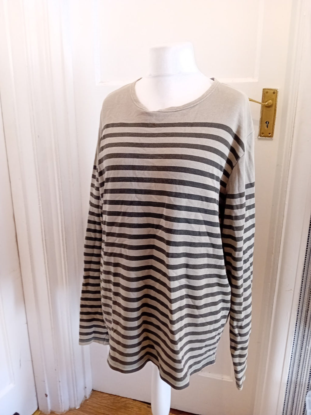 Fat Face XL Two Tone Green Stripe Long Sleeve Jumper