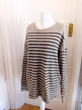 Fat Face XL Two Tone Green Stripe Long Sleeve Jumper