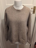 Large Beige Ribbed Hem And Cuff Pullover Jumper
