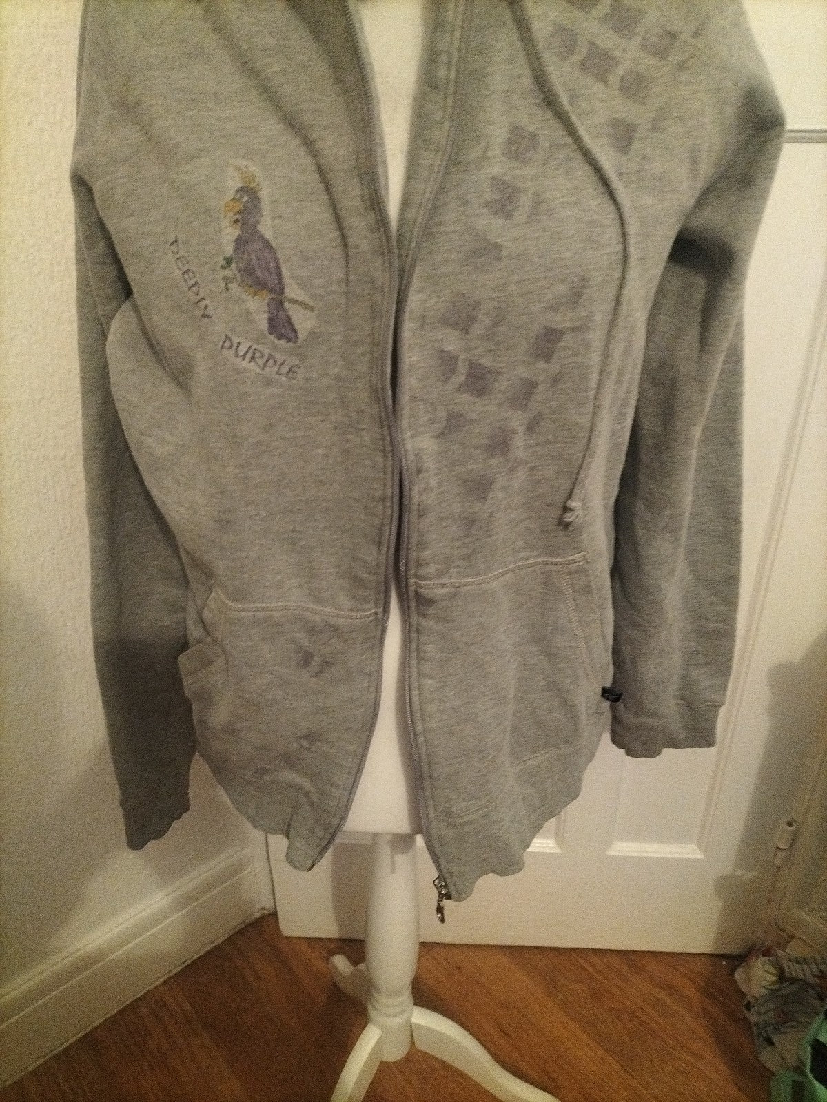 Mens Primark Size XL Grey Parrot Hoodie