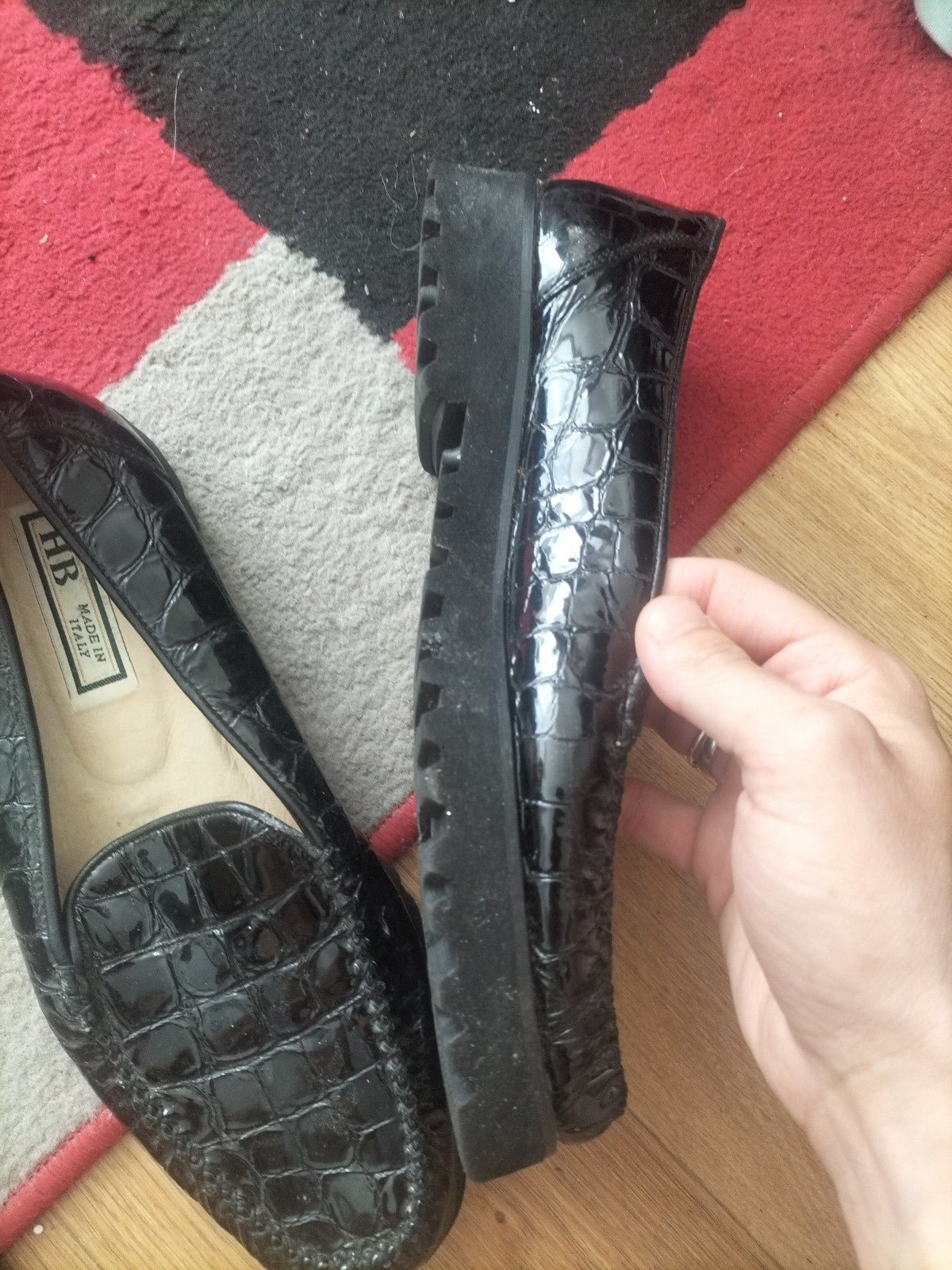 HB Euro 40 Black Pattern Close Toe Casual Shoes
