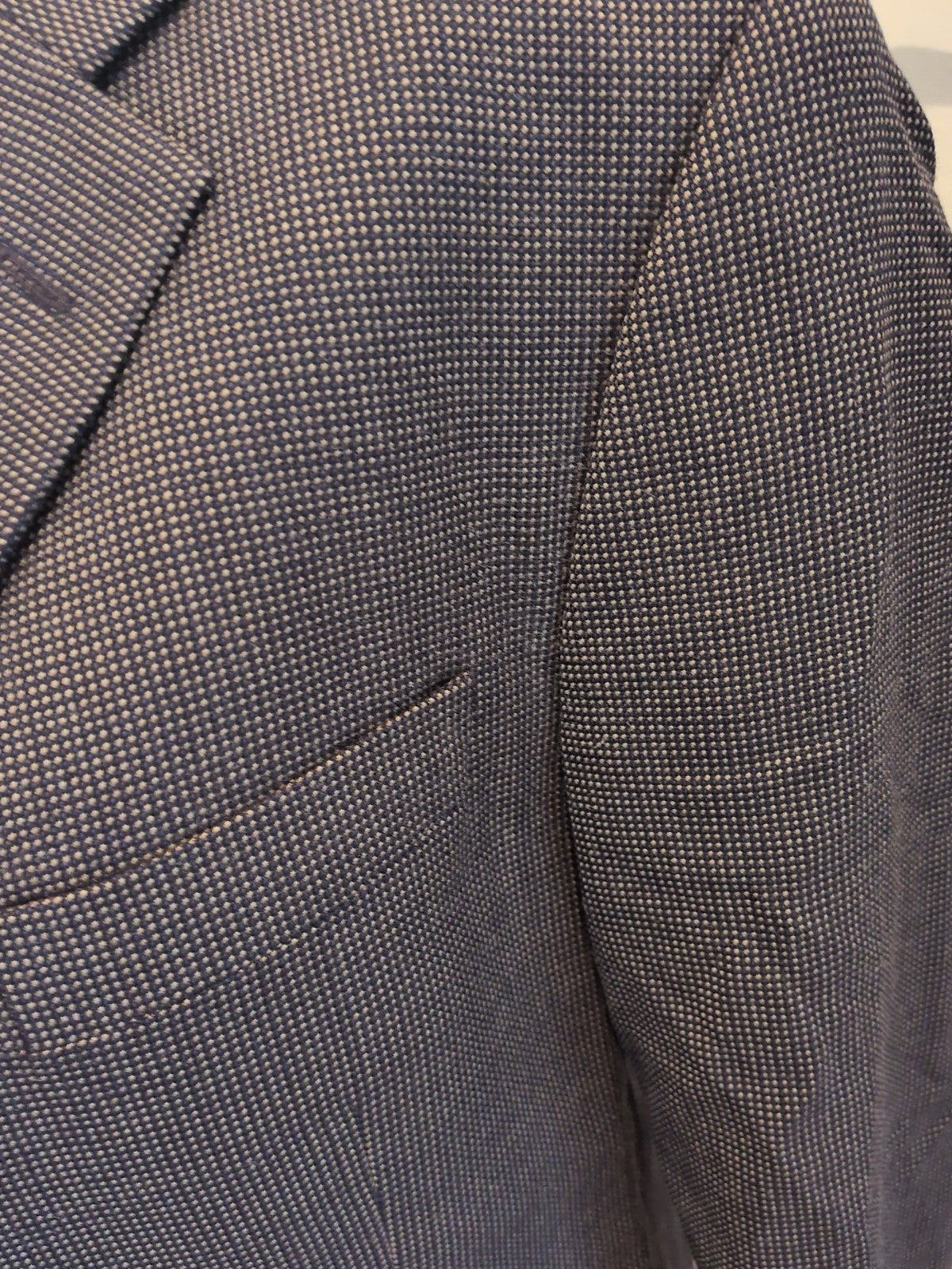 Marks And Spencer 40M Navy Beige Dotty Silk And Wool Suit Jacket
