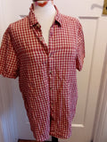 Mens Mountain Warehouse Size Large Red/Beige Short Sleeved Shirt