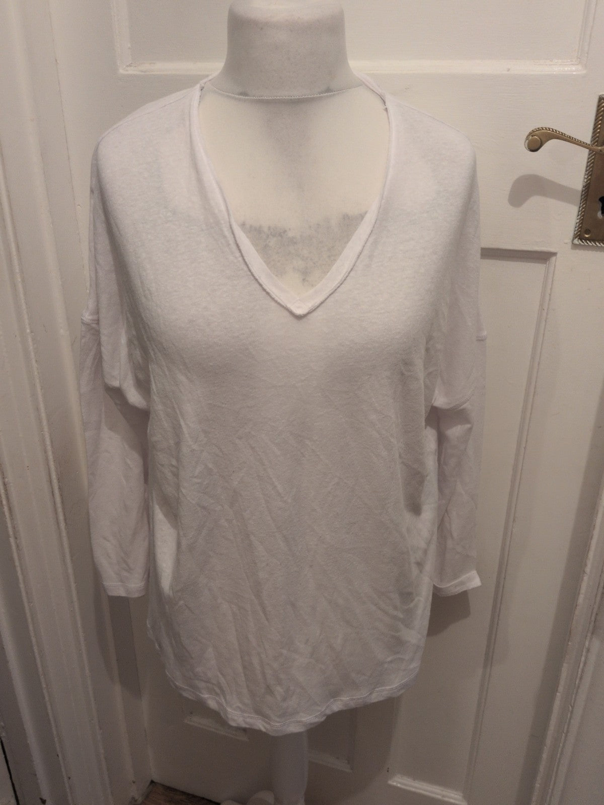 M&S Collection 14 White Long Sleeve Oversized T-shirt