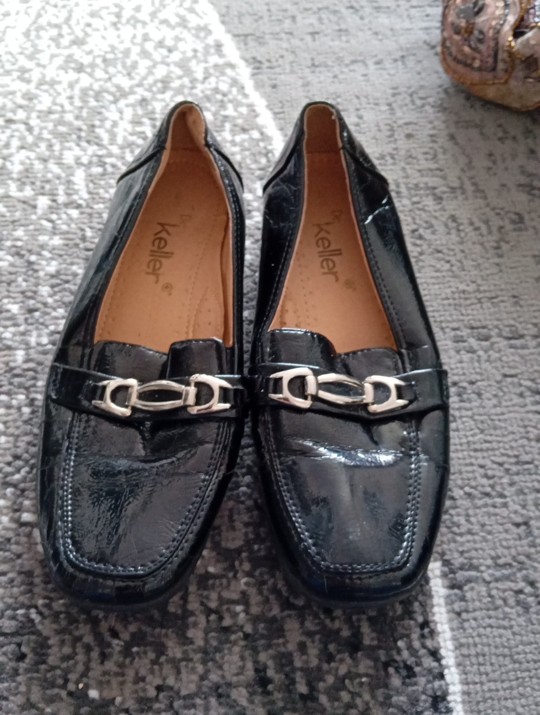 Ladies Dr Keller Black Patent Shoes Size 6 Free Delivery