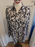 Ladies Primark Size 8 Purple Black Cream Long Sleeved Blouse