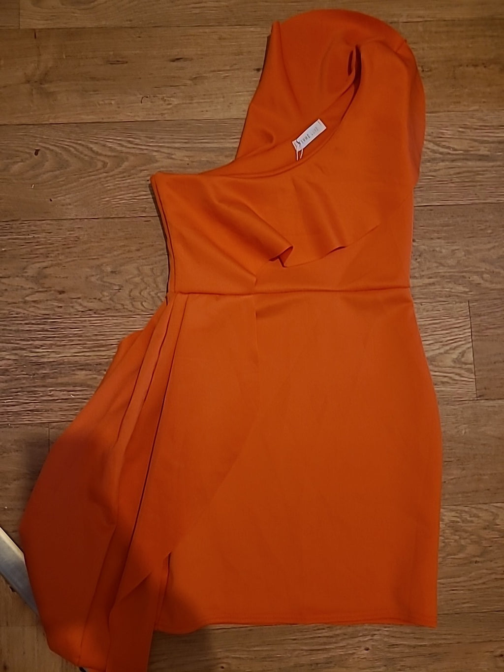 Brand New Ladies Femme Luxe Size 10 Orange One Shoulder Bodycon Mini Dress