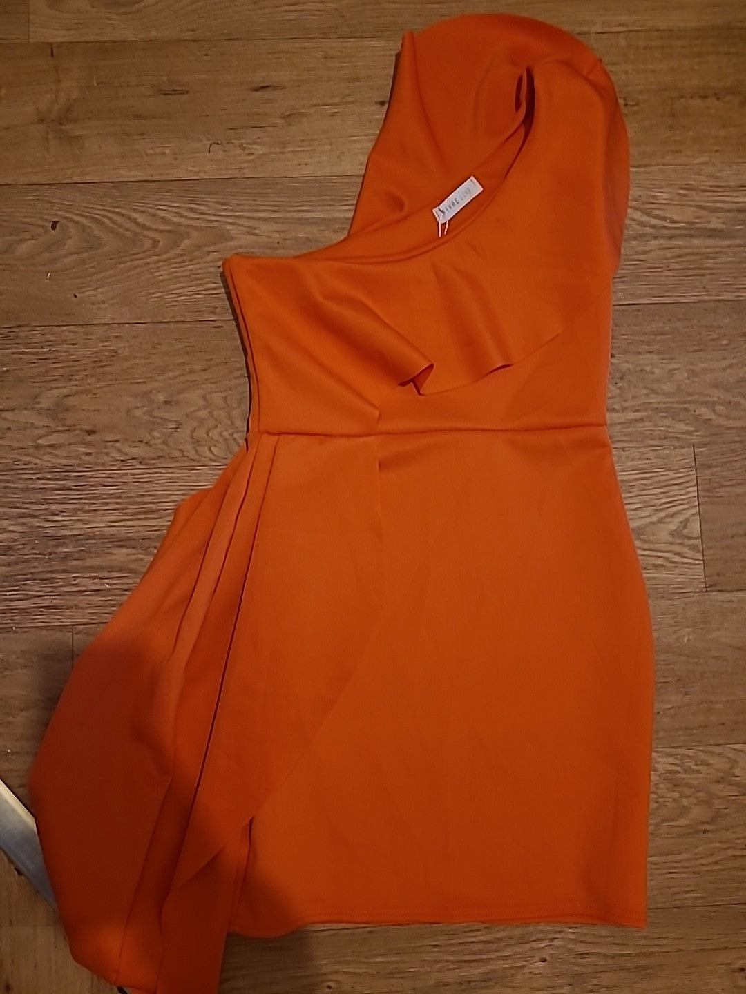 Brand New Ladies Femme Luxe Size 10 Orange One Shoulder Bodycon Mini Dress