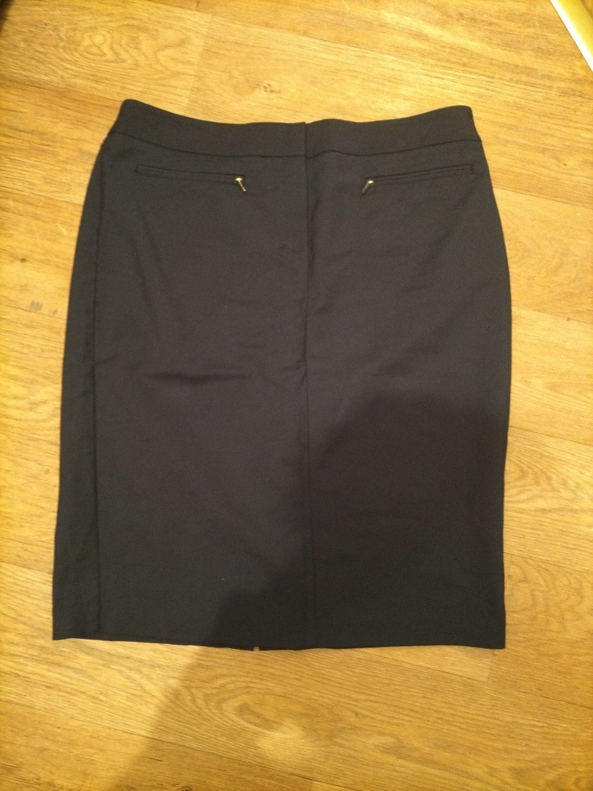 Ladies Next Size 16 Navy Pencil Skirt With Imitation Pockets