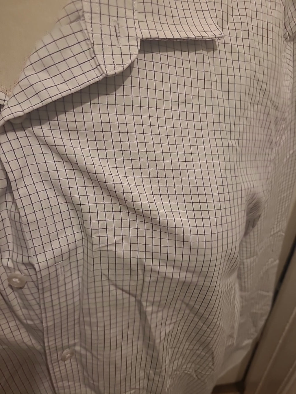 Mens Tu Size 16.5" Navy/White Check Long Sleeved Shirt Formal