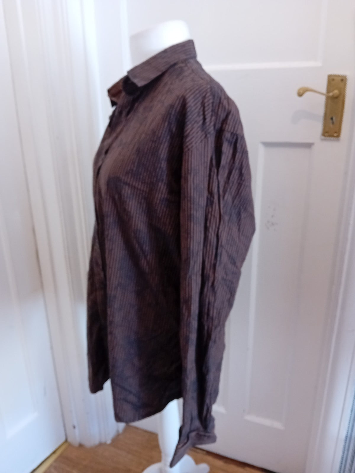 Mens Ted Baker Size 7 Brown And Black Long Sleeve Shirt
