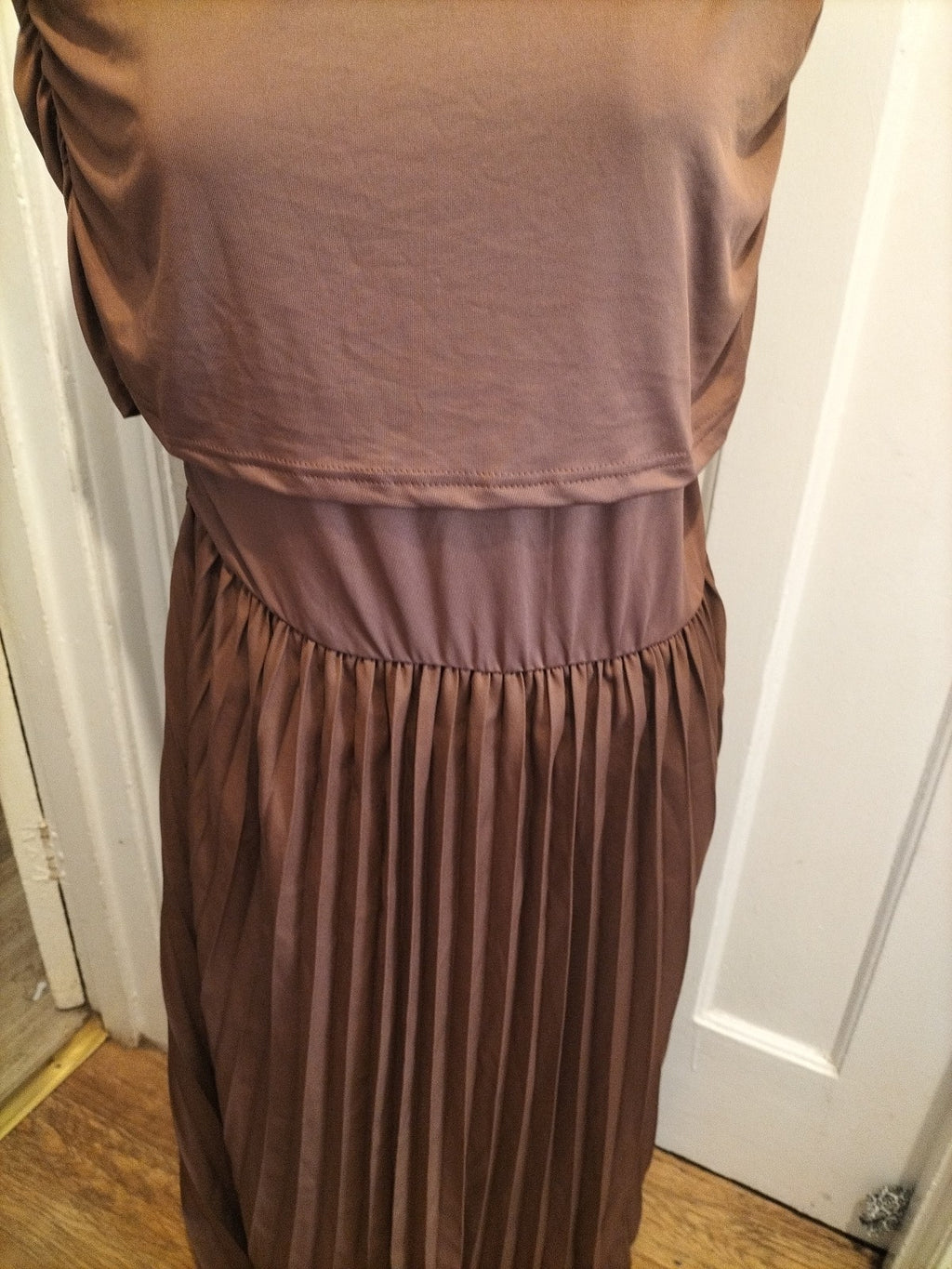 Ladies Shein Size XL Curve Brown Elasticated Hem Dress