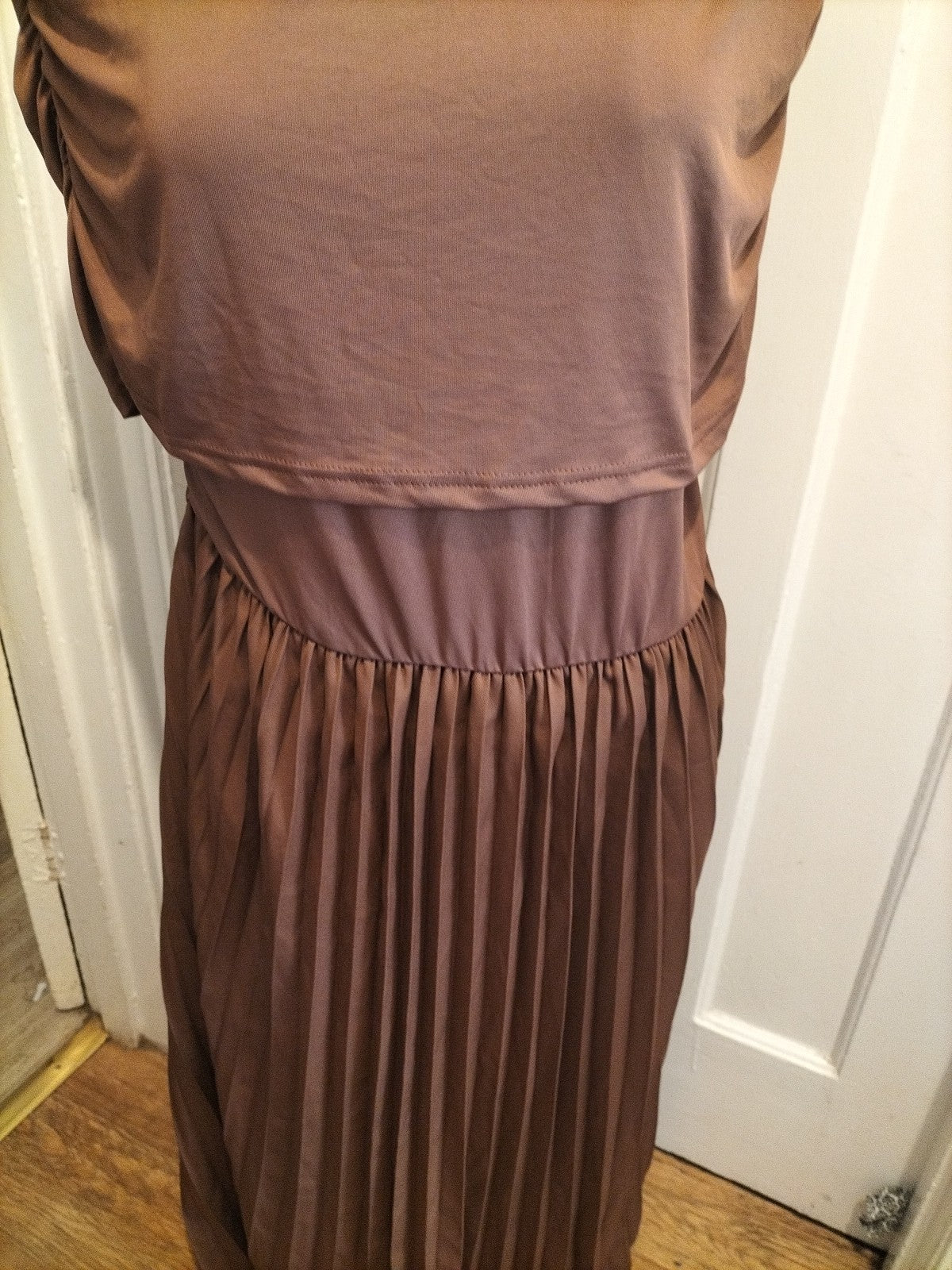 Ladies Shein Size XL Curve Brown Elasticated Hem Dress