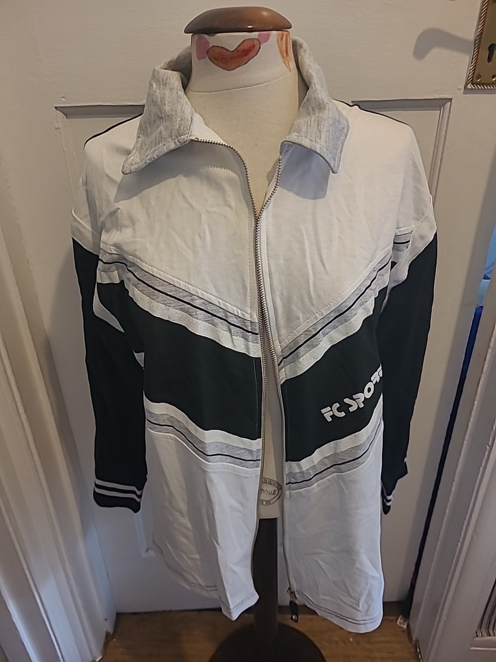 Mens French Connection Size Small Black/White Zip Through Jacket